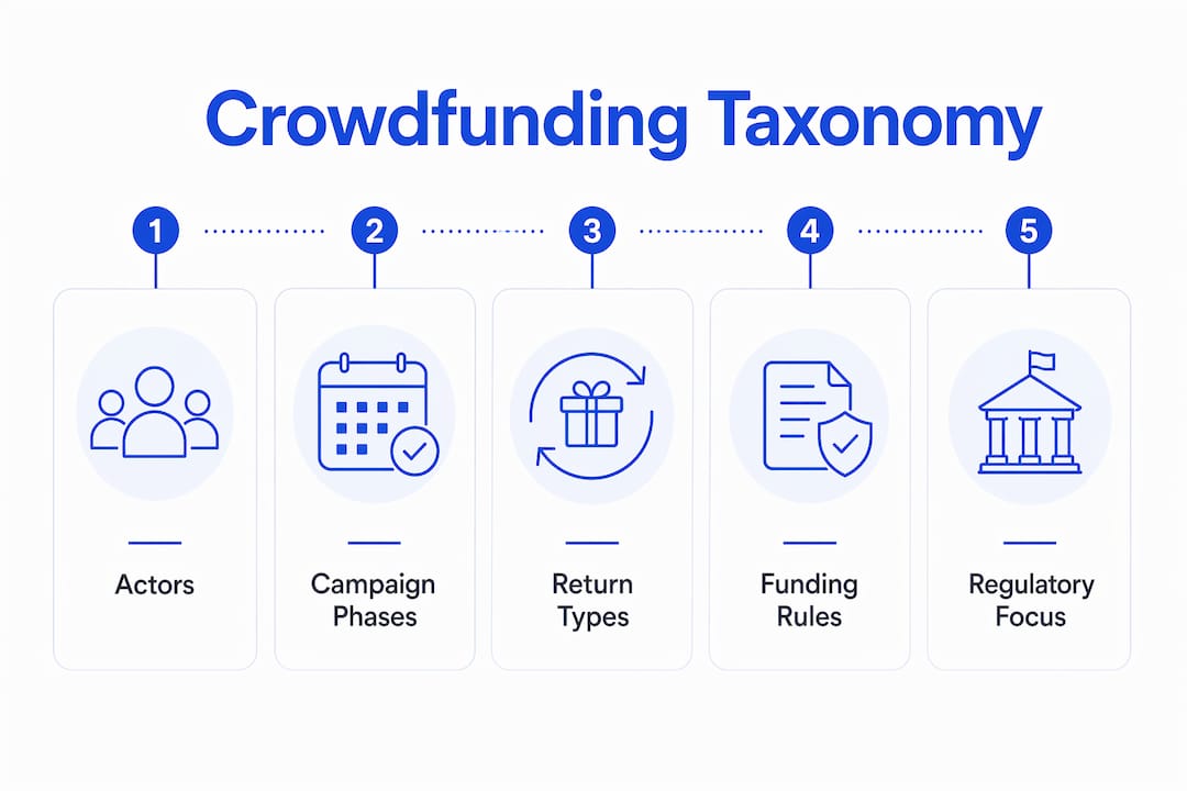 Infographic showing crowdfunding taxonomy categories