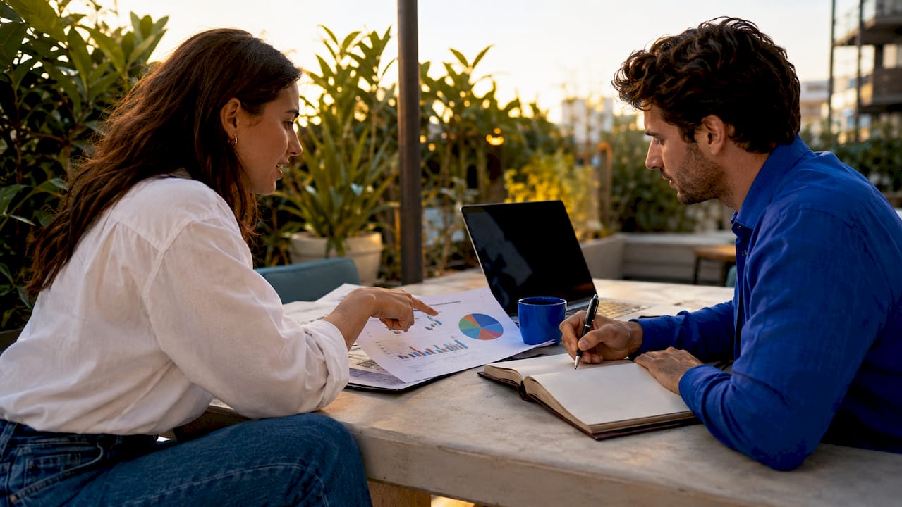 Two professionals discussing crowdfunding diversification
