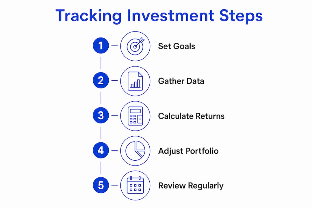 Infographic showing five steps of tracking investment performance