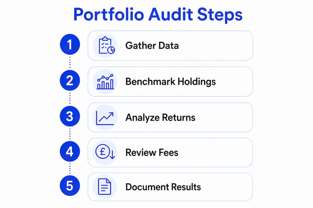 Infographic illustrating steps of portfolio audit