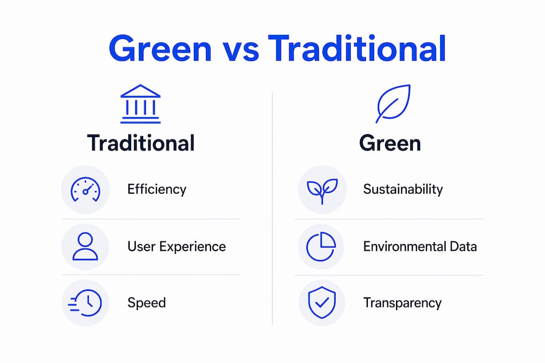 Infographic comparing green and traditional fintech