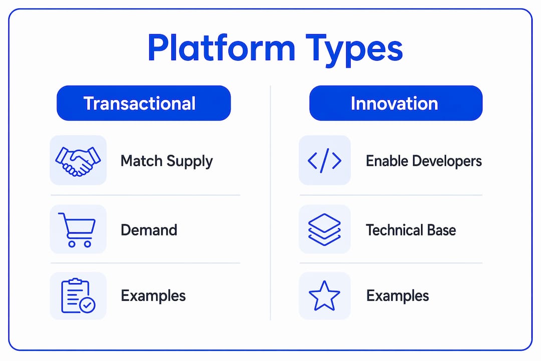 Infographic comparing transactional and innovation platforms