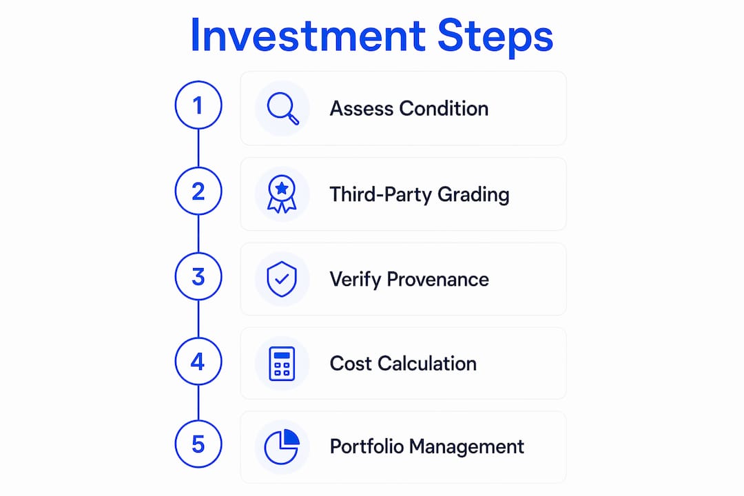 Infographic outlining steps in collectibles investing