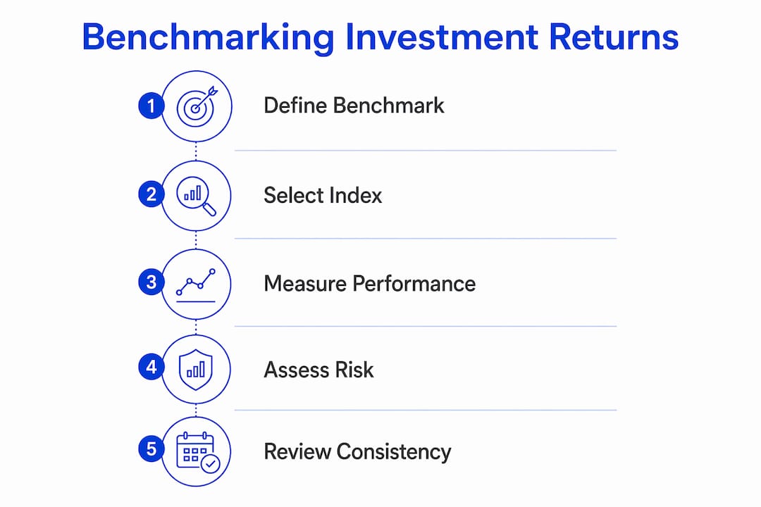 Infographic showing steps to benchmark investment returns