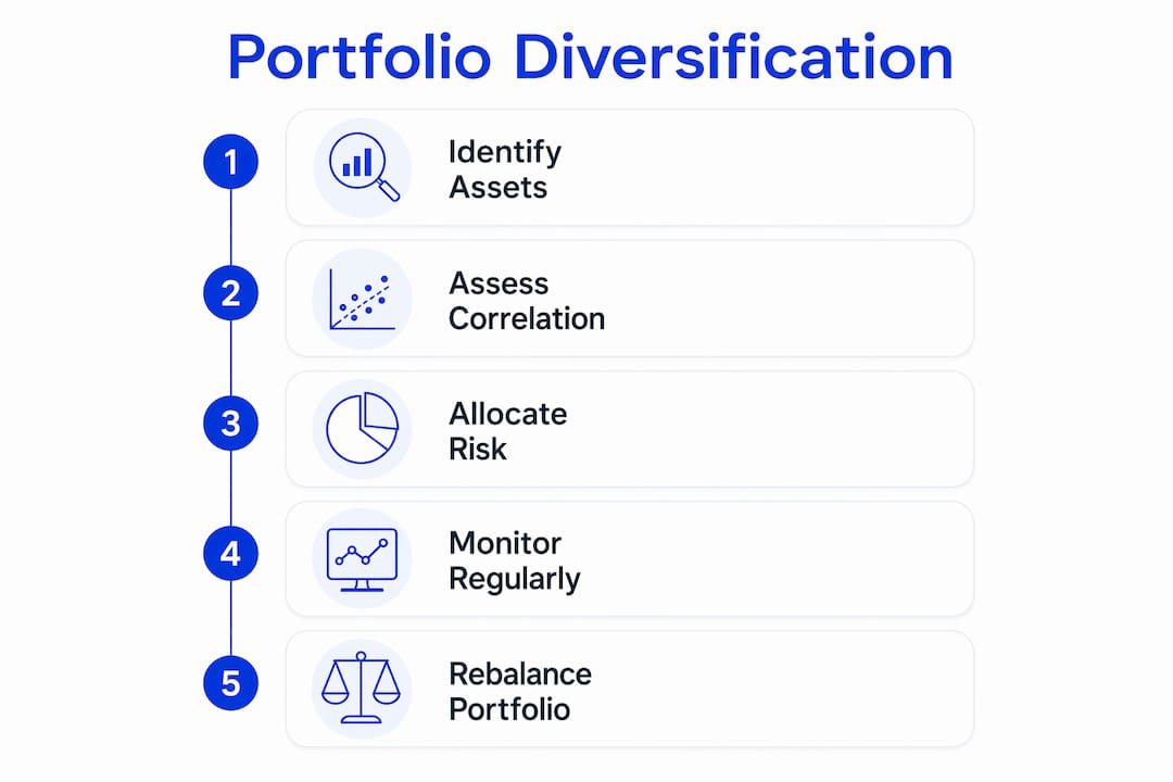 Infographic illustrating portfolio diversification steps