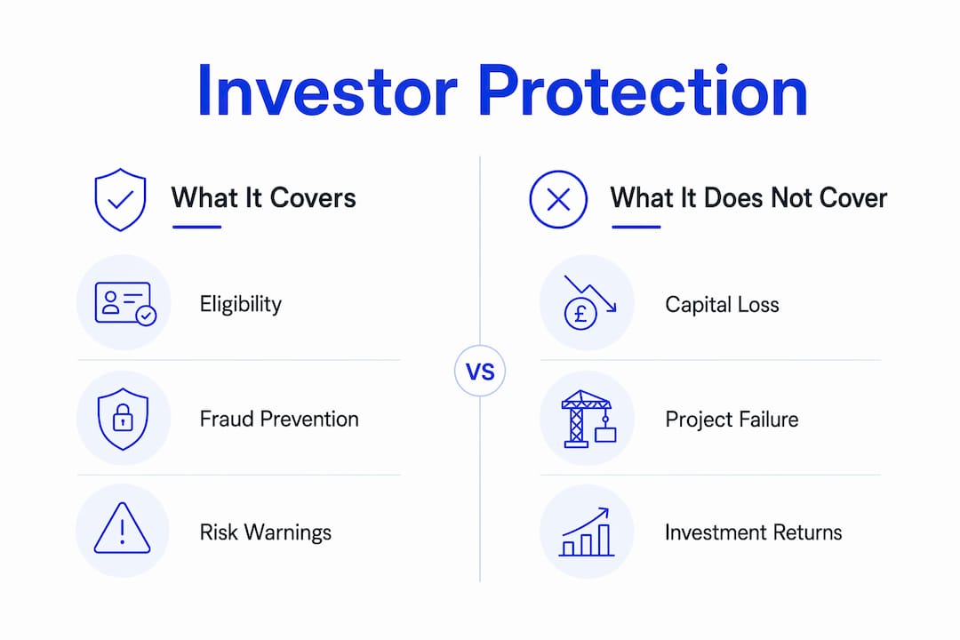 Infographic illustrating investor protection scope and limits