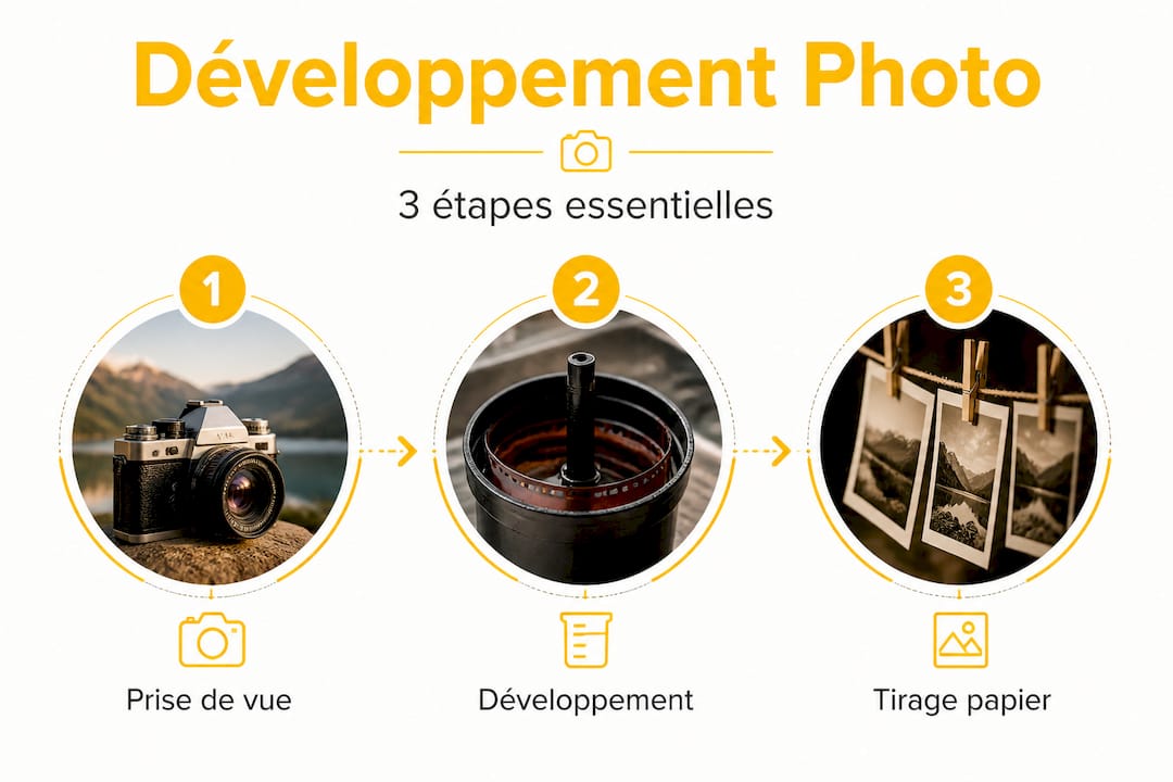Infographie : les différentes étapes du développement d’une pellicule argentique
