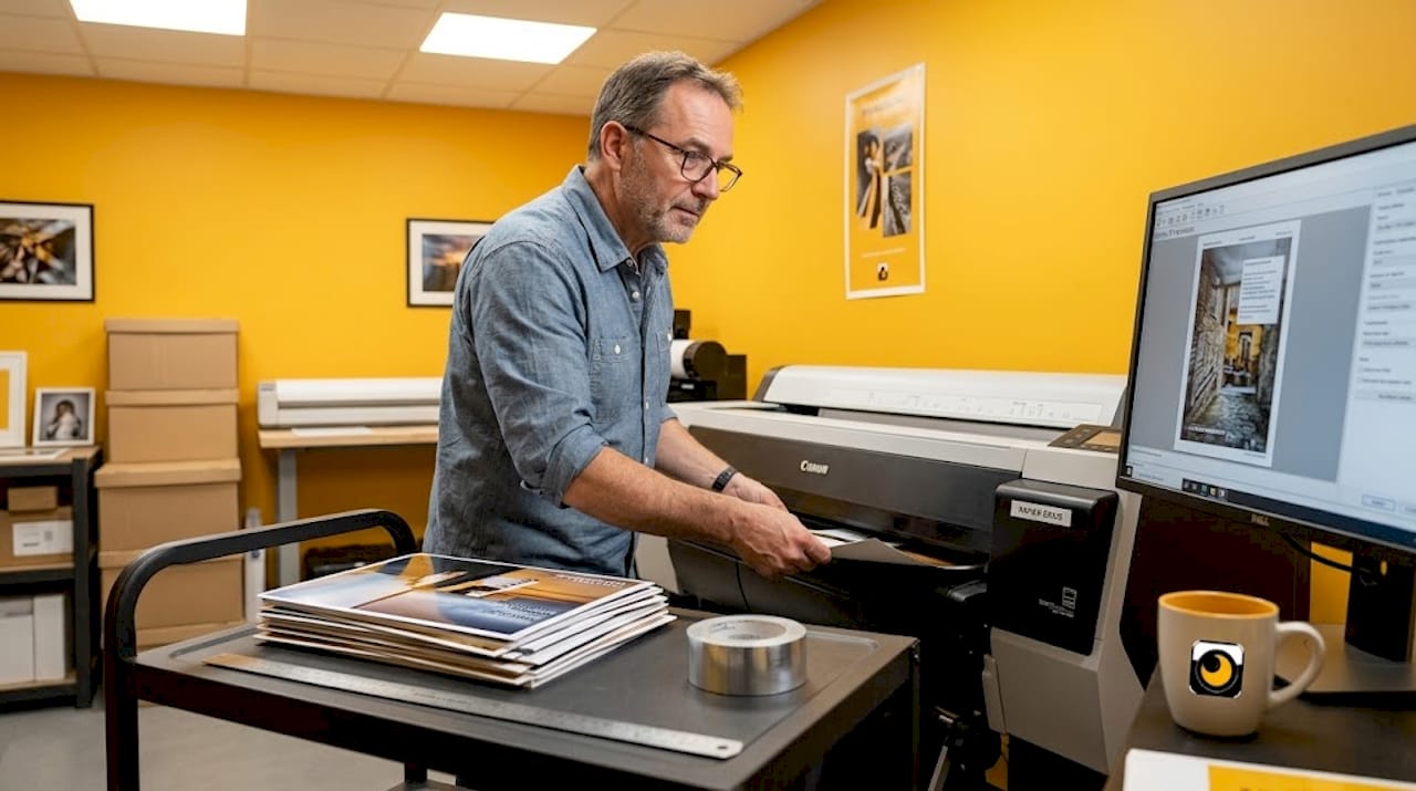 Un technicien s’occupe de l’impression d’une photo à partir d’un fichier TIFF.