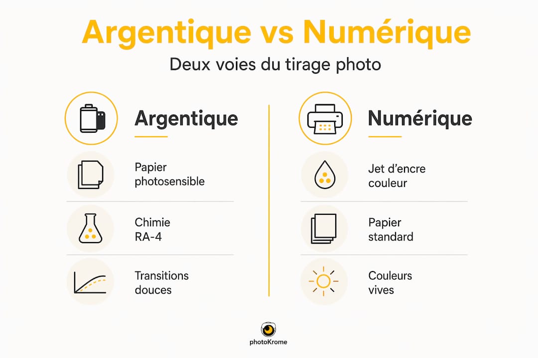 Infographie : tirage photo argentique ou impression numérique, que choisir ?