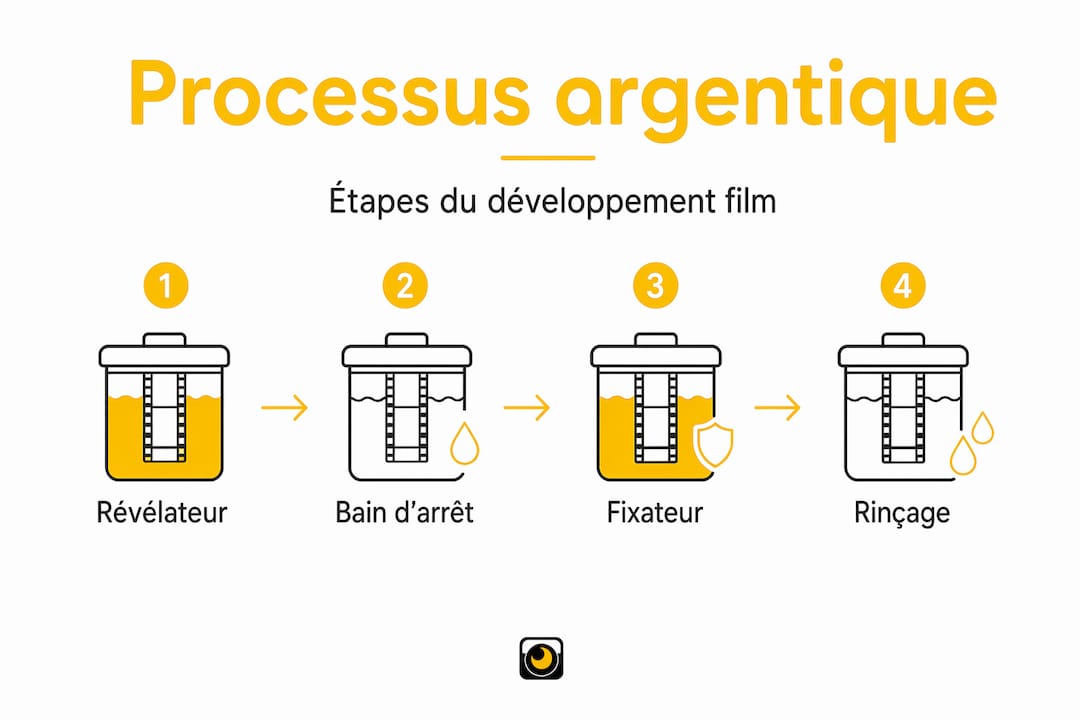 Les différentes étapes du développement d’une pellicule argentique en un coup d’œil