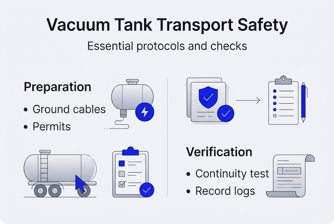 Infographic of vacuum tank safety standards and checks