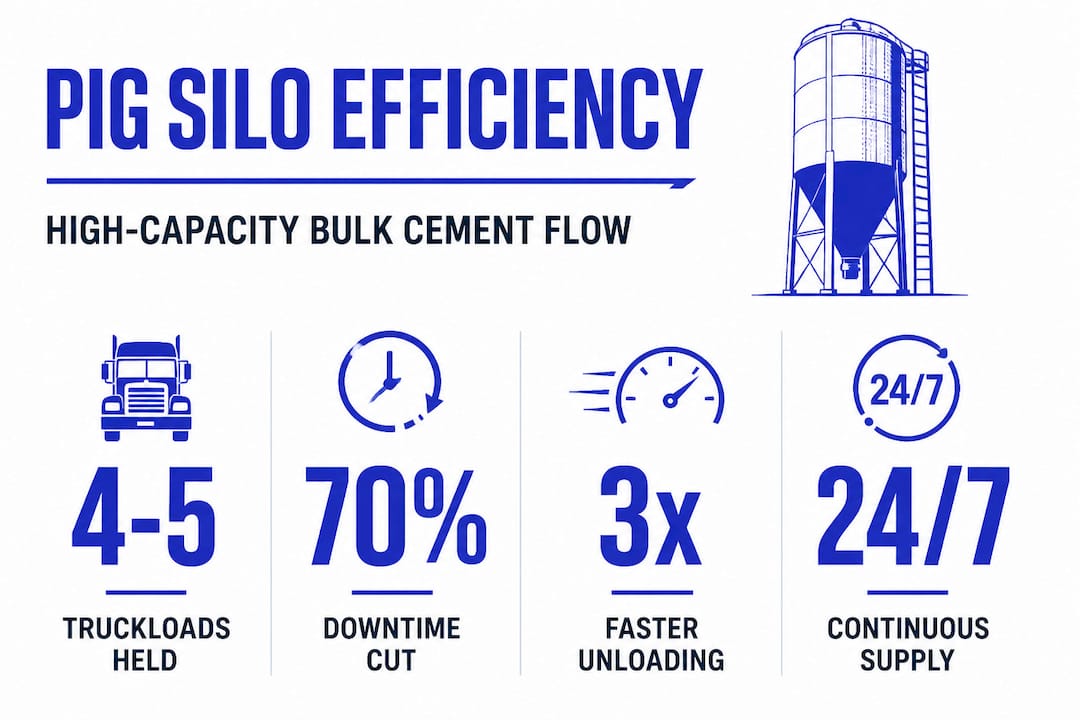 Infographic showing pig silo capacity and efficiency statistics