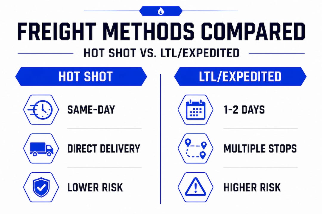 Infographic comparing hot shot and LTL freight methods