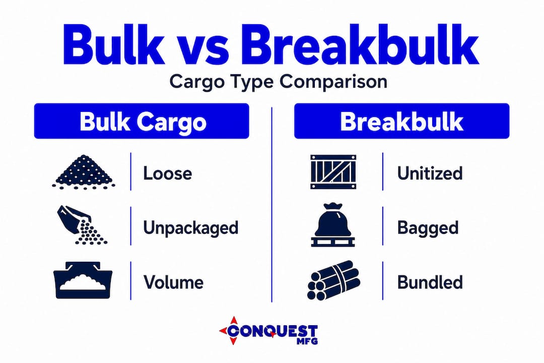 Infographic comparing bulk cargo with breakbulk