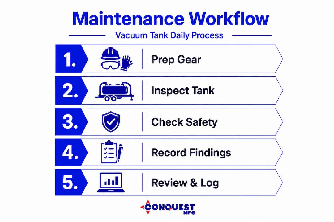 Infographic of vacuum tank daily workflow steps