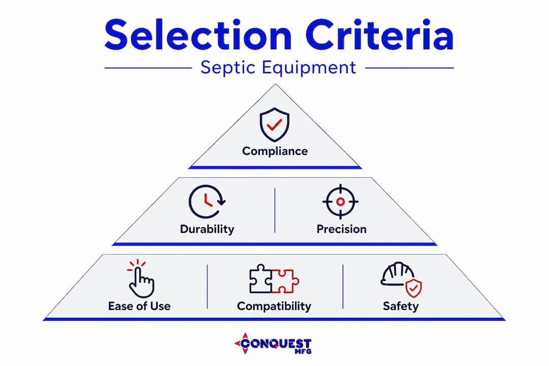Infographic with criteria for septic equipment selection