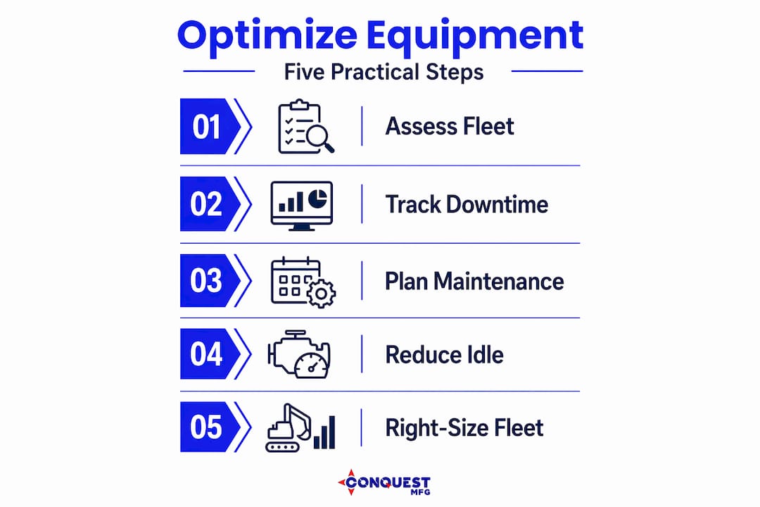 Infographic showing steps to optimize equipment usage