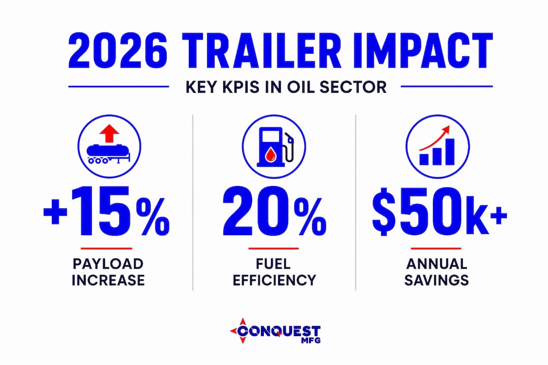 Infographic with 2026 trailer impact KPIs in oil sector