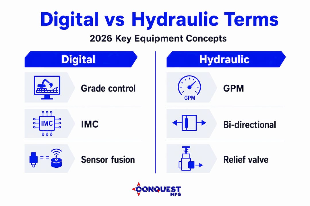 Infographic comparing digital vs hydraulic terminology