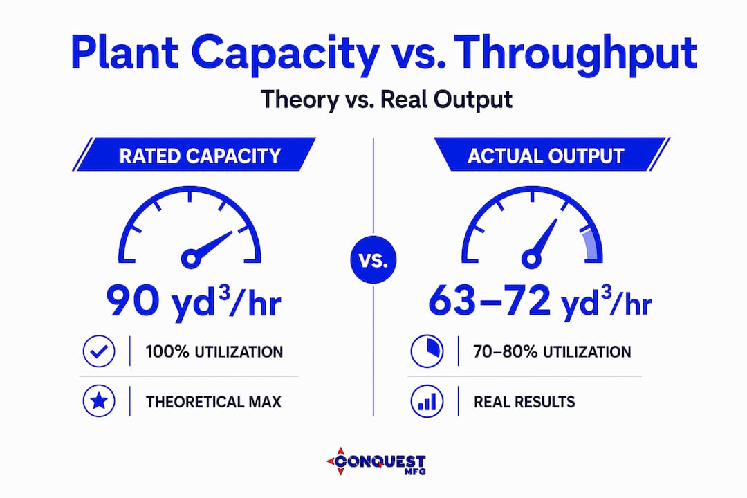 Infographic comparing capacity and real output