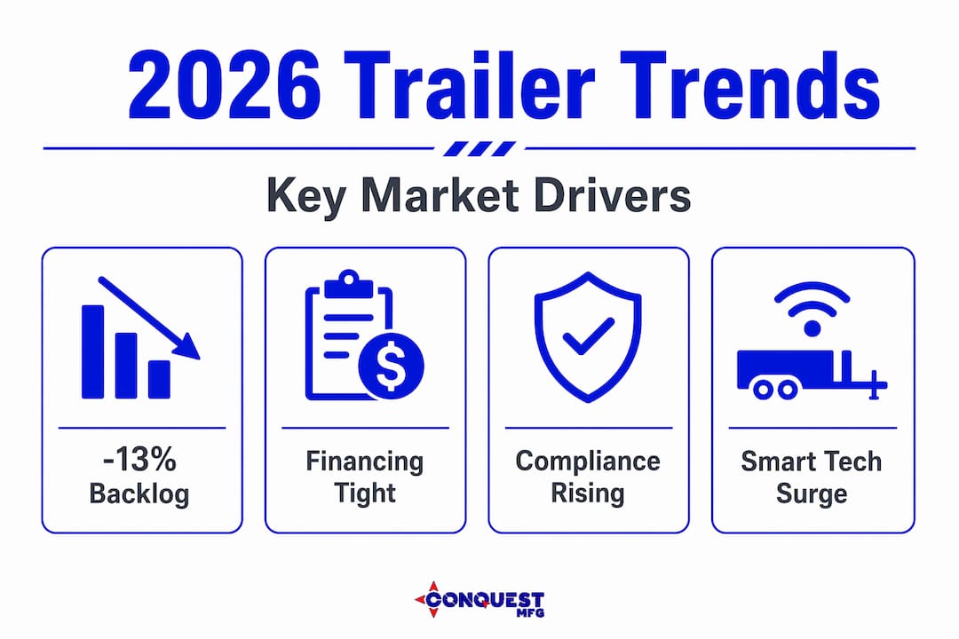 Trailer market trends infographic with stats callouts
