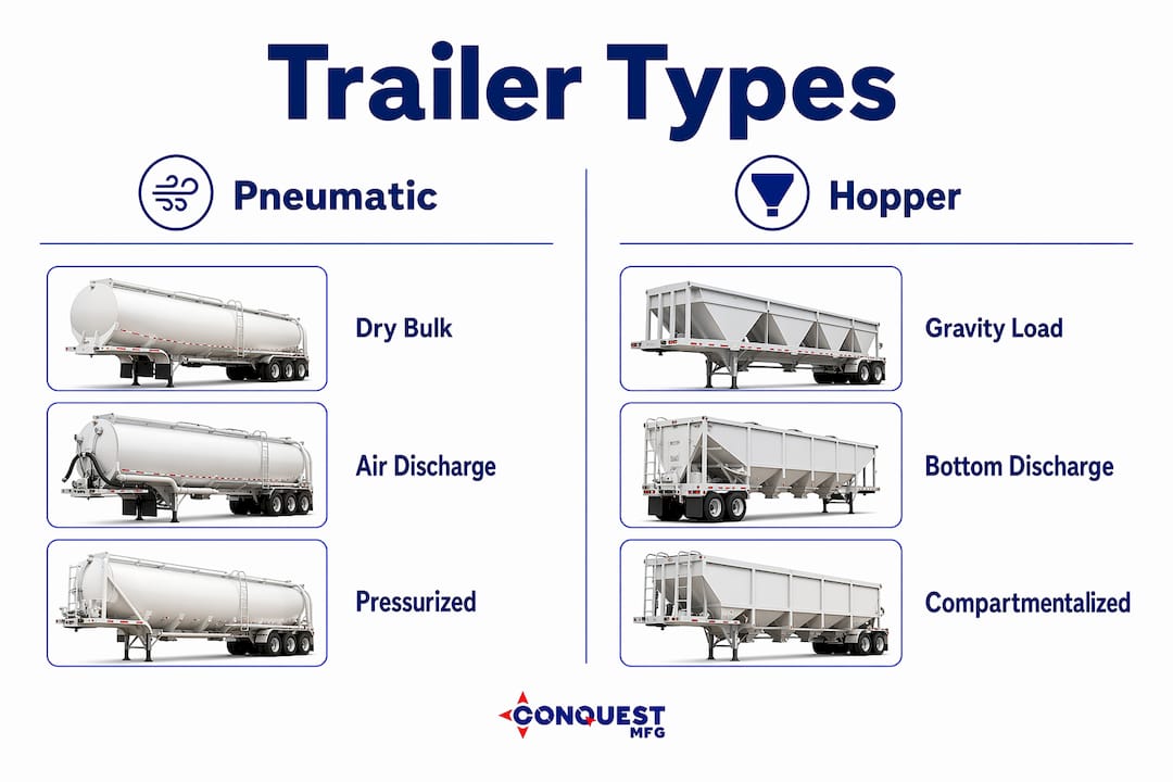 Infographic comparing pneumatic and hopper trailers