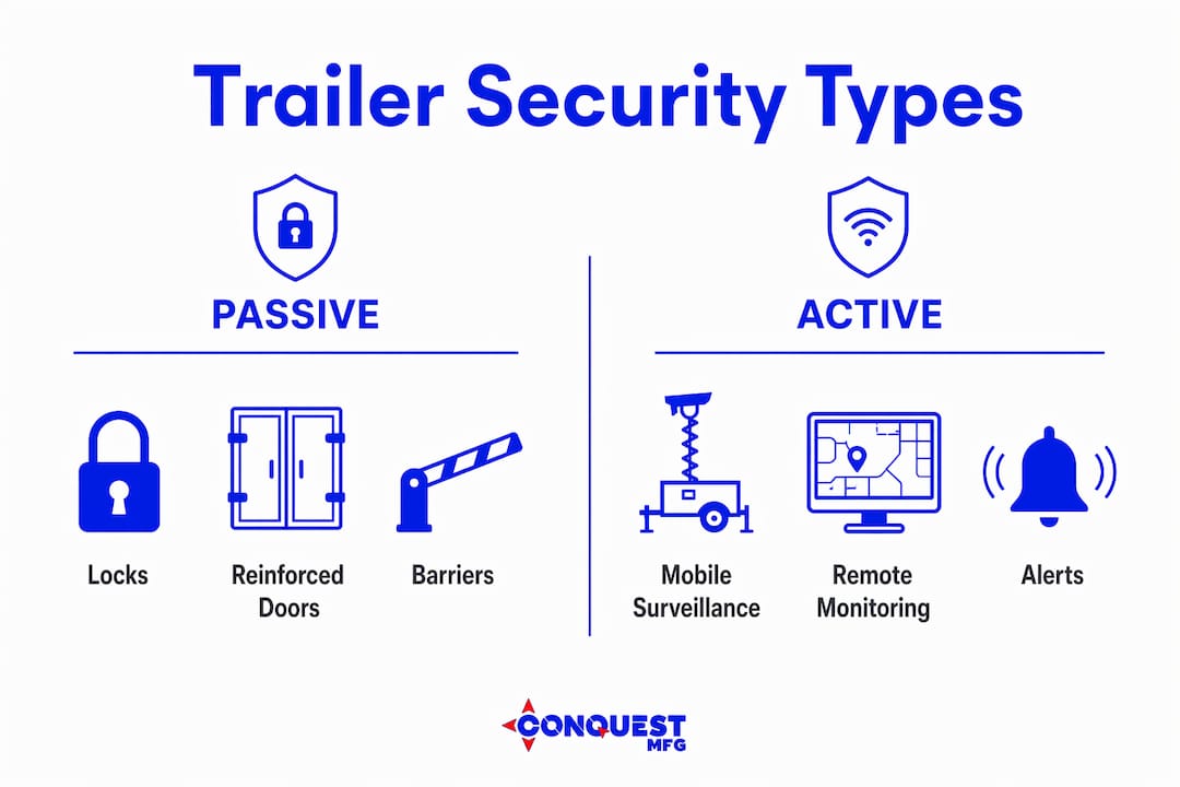 Infographic comparing passive and active trailer security types