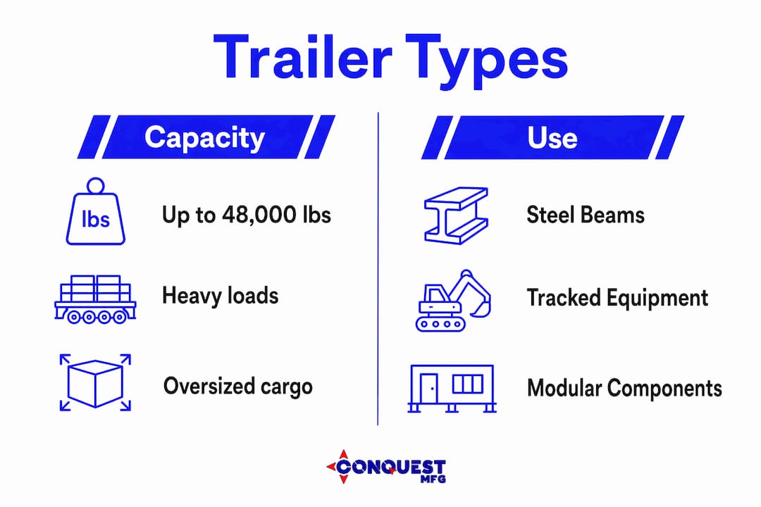Infographic comparing trailer capacities and uses