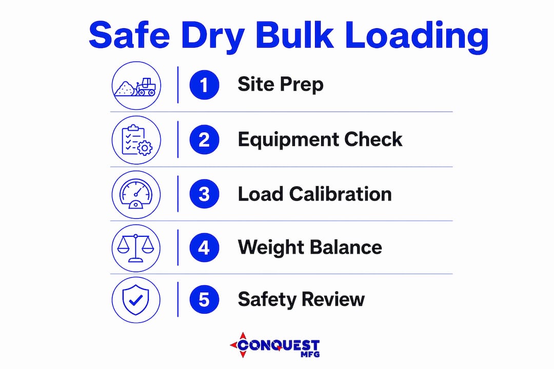 Infographic showing steps for safe dry bulk loading