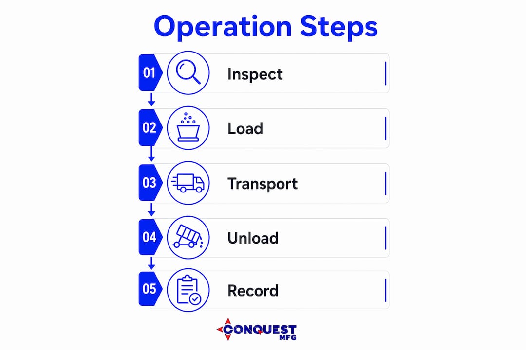 Infographic of liquid waste trailer operation steps