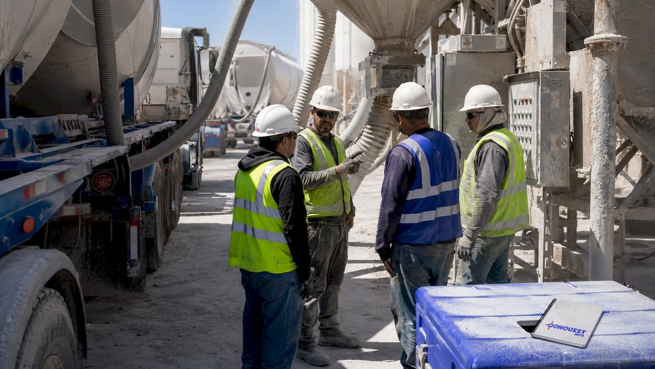 Bulk material unloading at industrial site