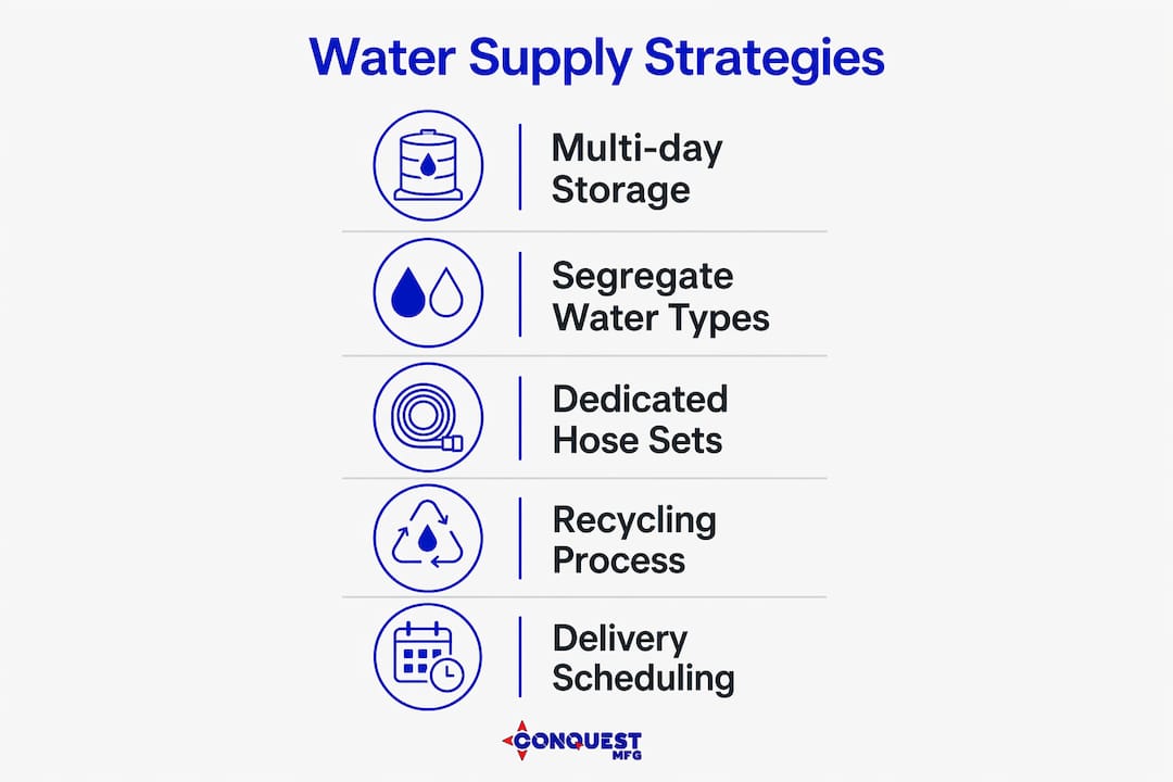 Infographic showing water supply strategies for drilling