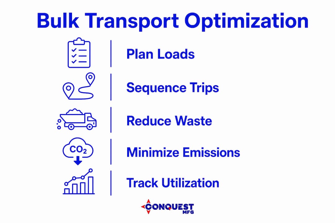Infographic illustrating bulk transport optimization steps