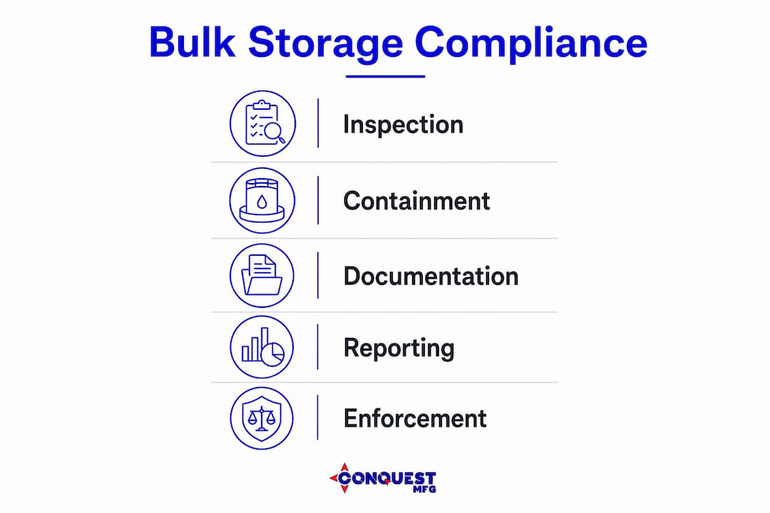Infographic outlining bulk storage compliance steps