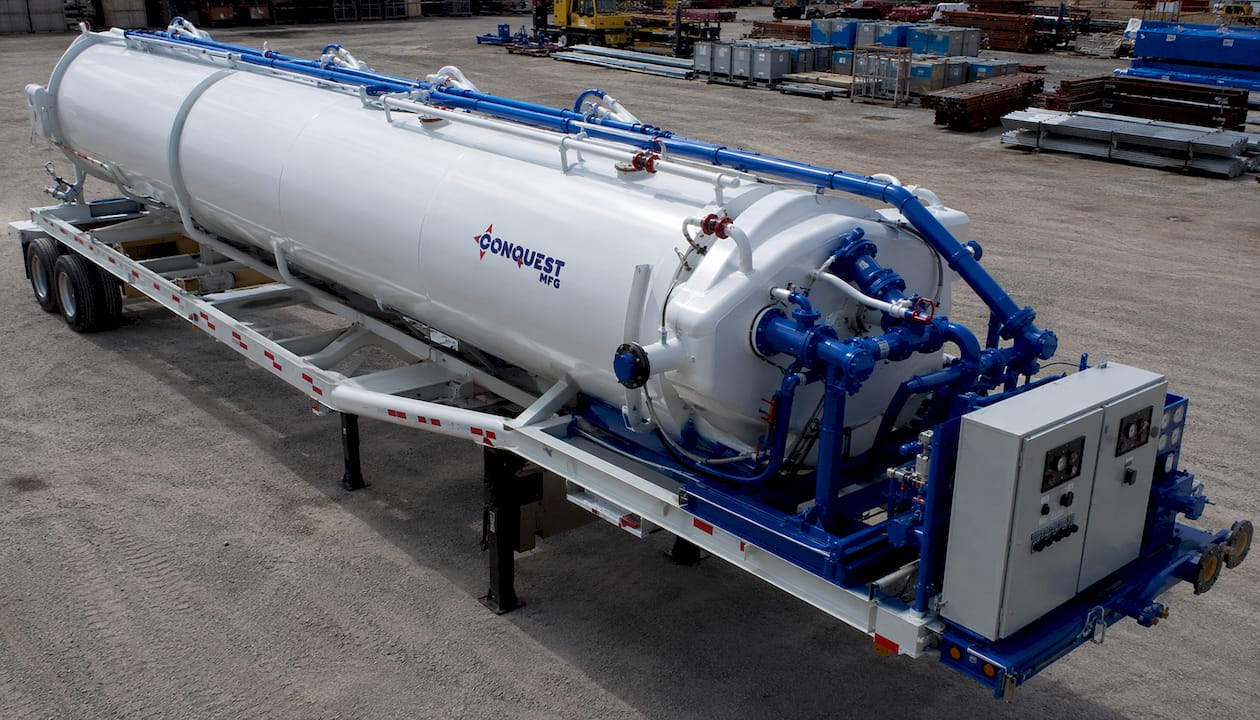 Close-up of mobile silo trailer pneumatic controls