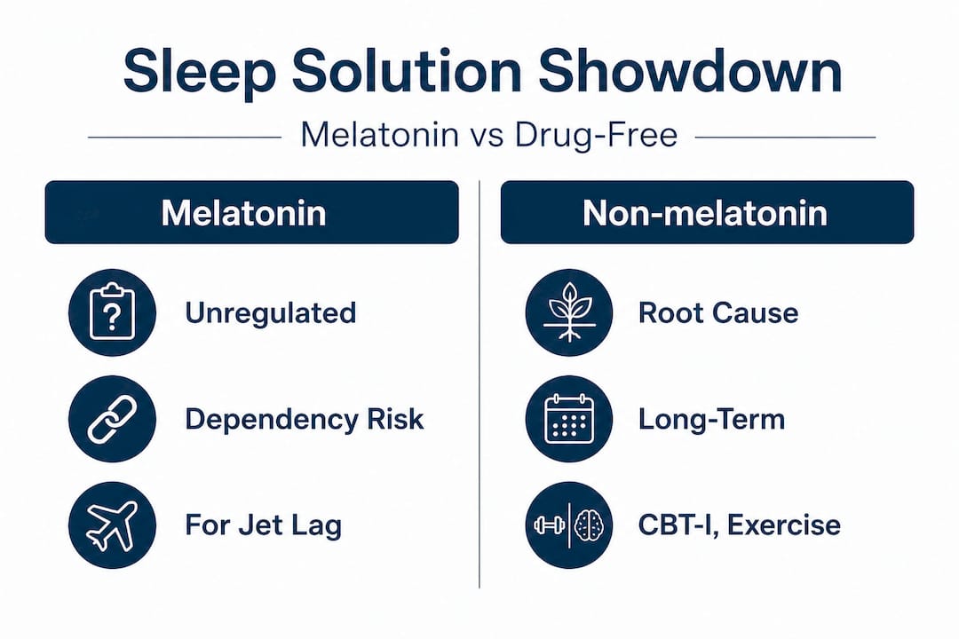 Infographic comparing melatonin and non-melatonin sleep solutions