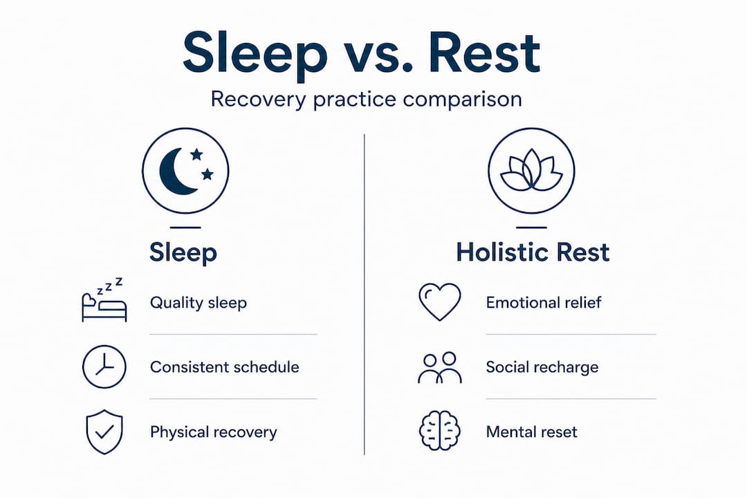 Infographic comparing sleep and holistic rest