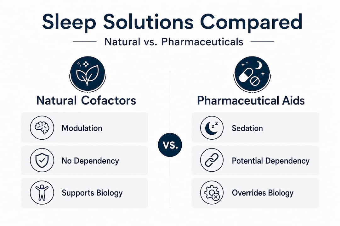 Infographic comparing sleep cofactors and medications