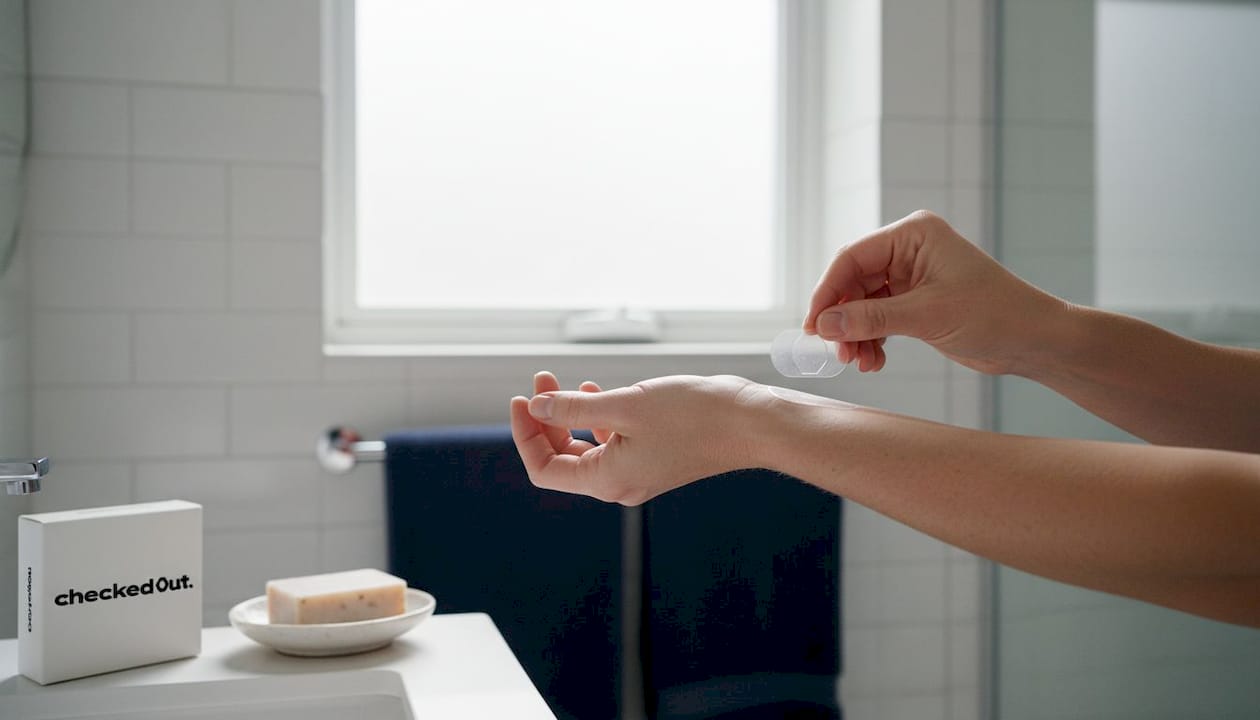 Hands preparing to apply transdermal patch