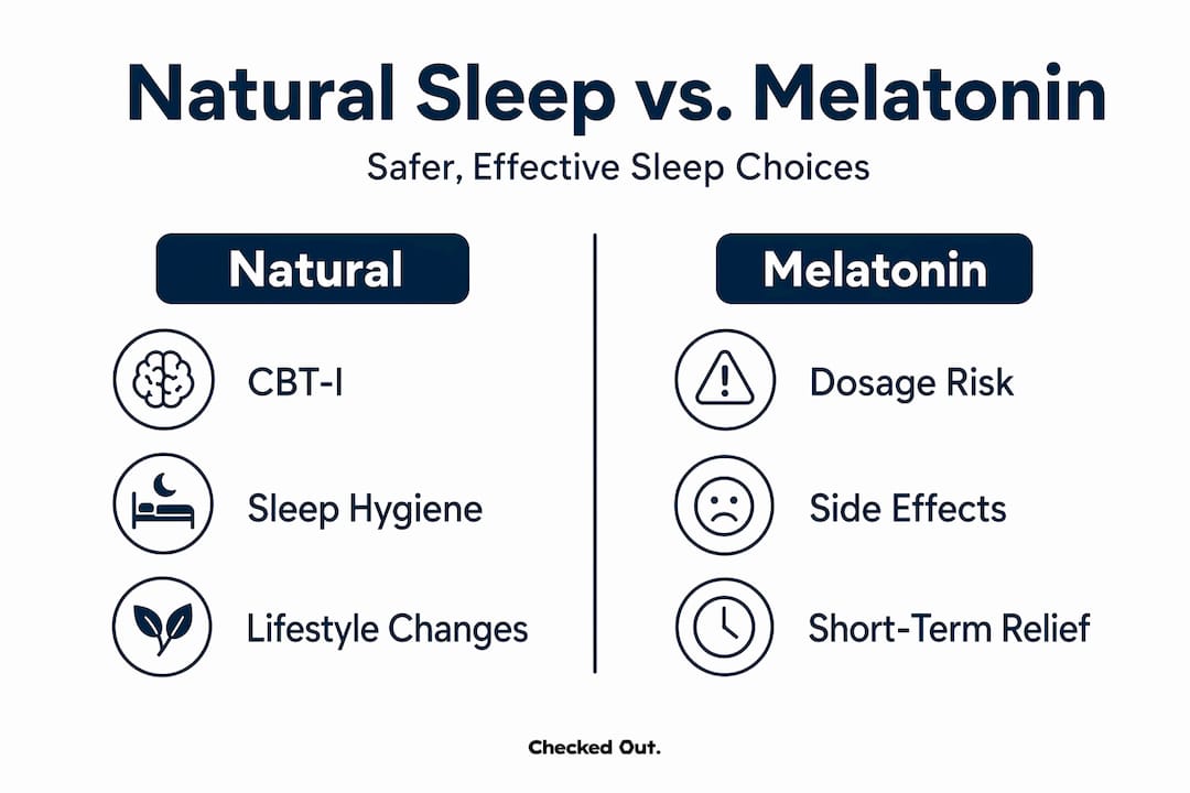 Infographic comparing natural sleep and melatonin
