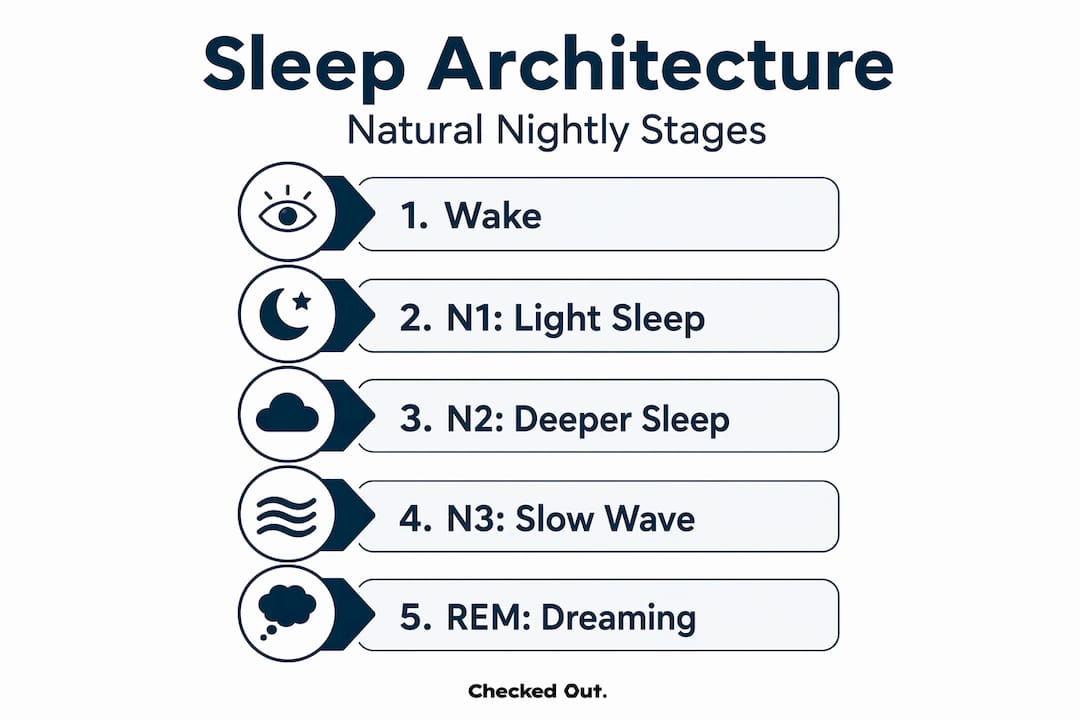 Infographic showing natural sleep stages flow