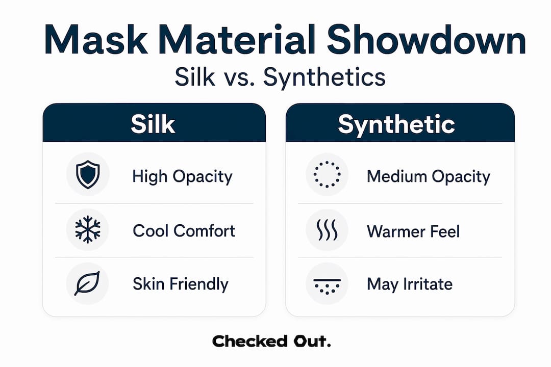 Infographic comparing silk and synthetic mask materials