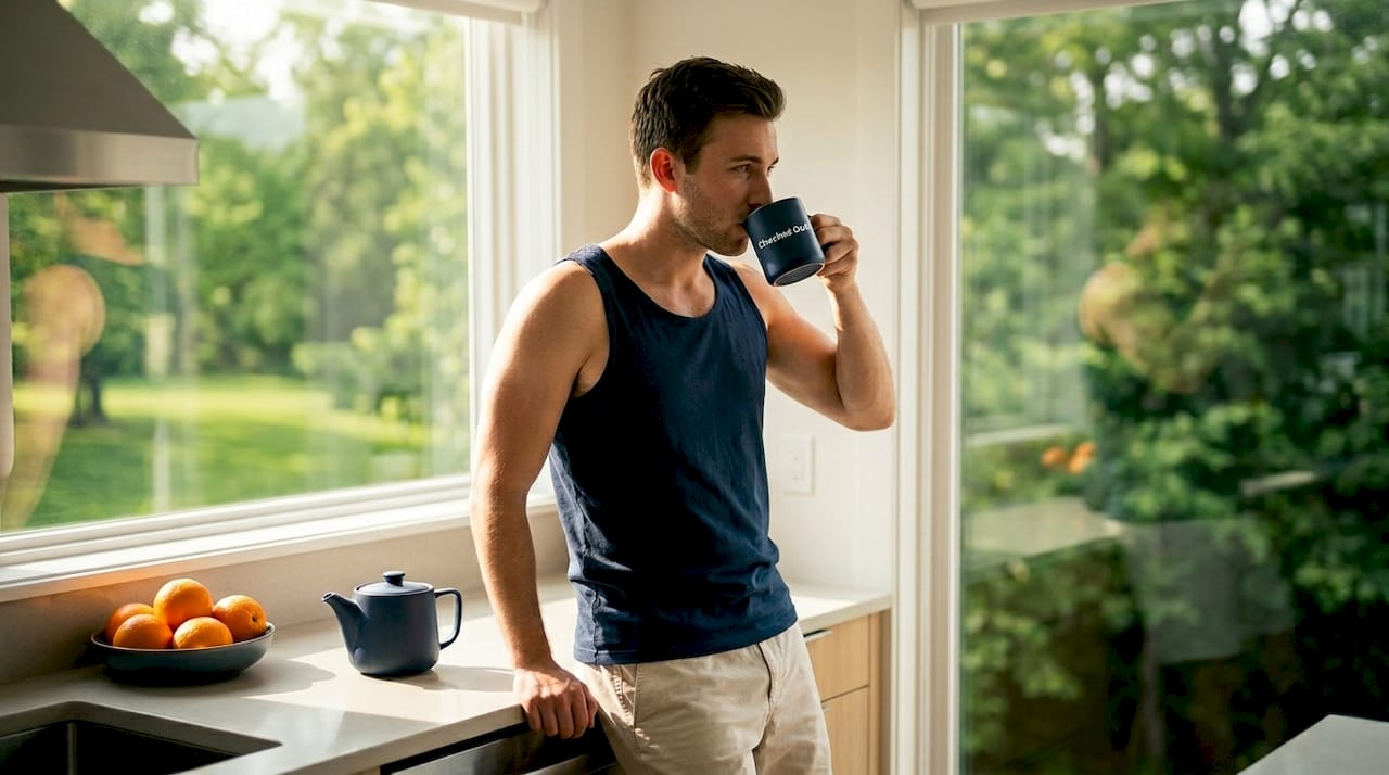 Man enjoying morning sunlight for healthy sleep
