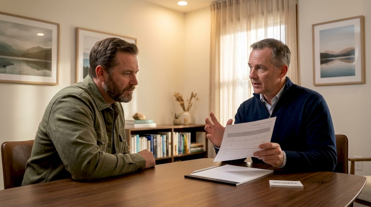 Doctor explaining sleep optimization to patient