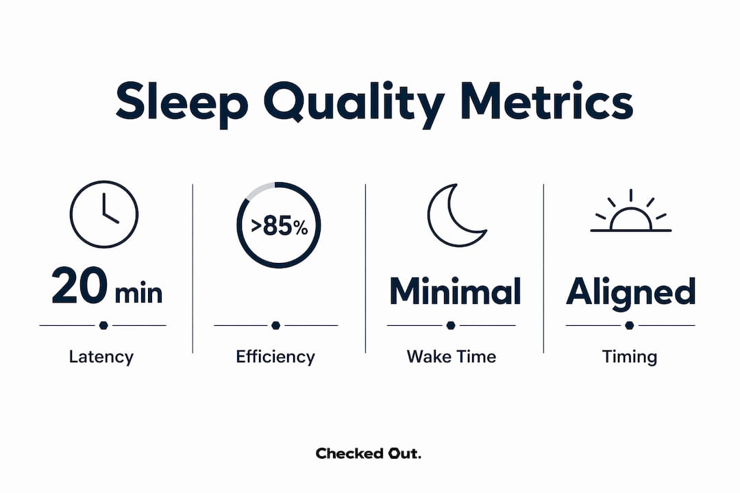 Infographic displaying key sleep quality metrics