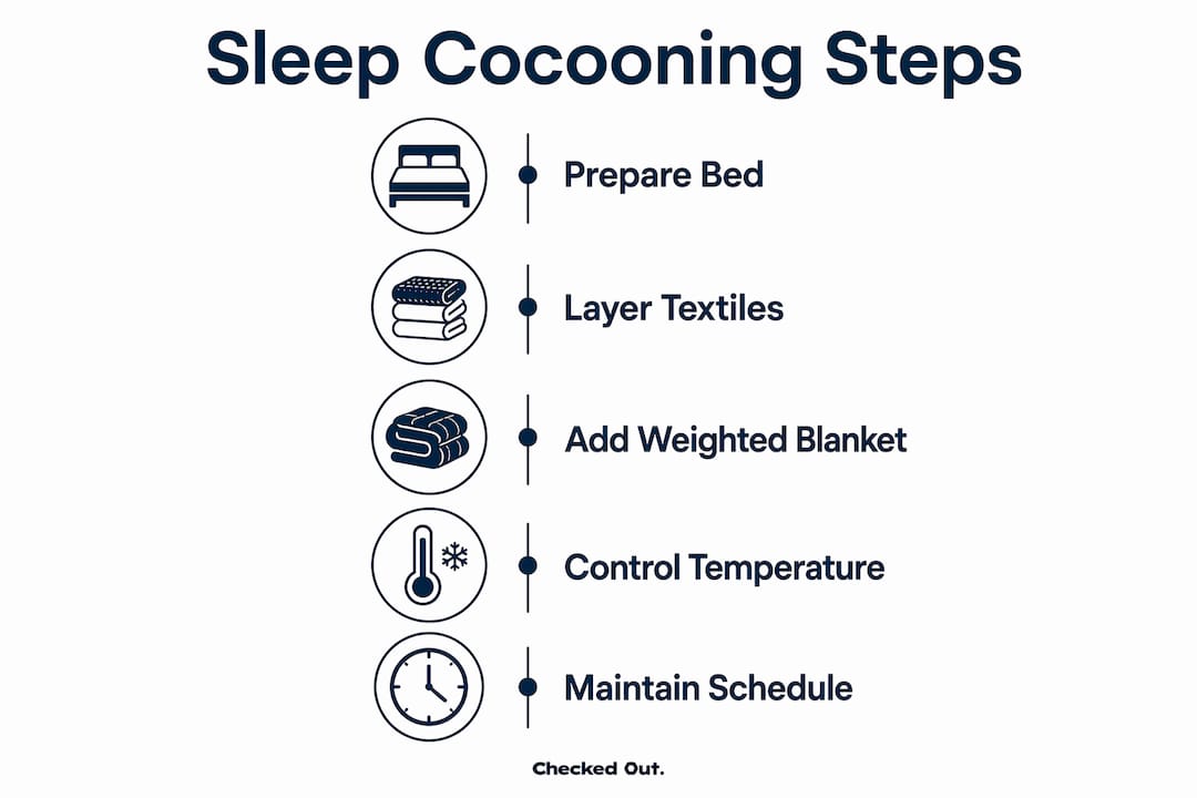 Infographic showing sleep cocooning key steps
