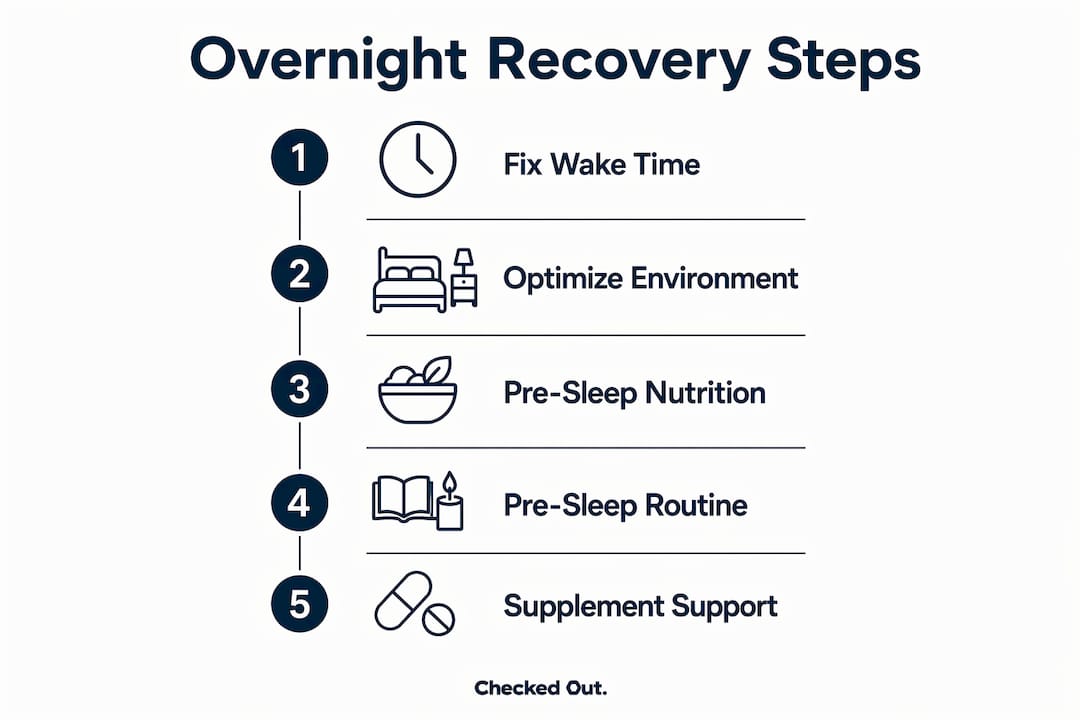 Infographic illustrating steps to enhance overnight recovery