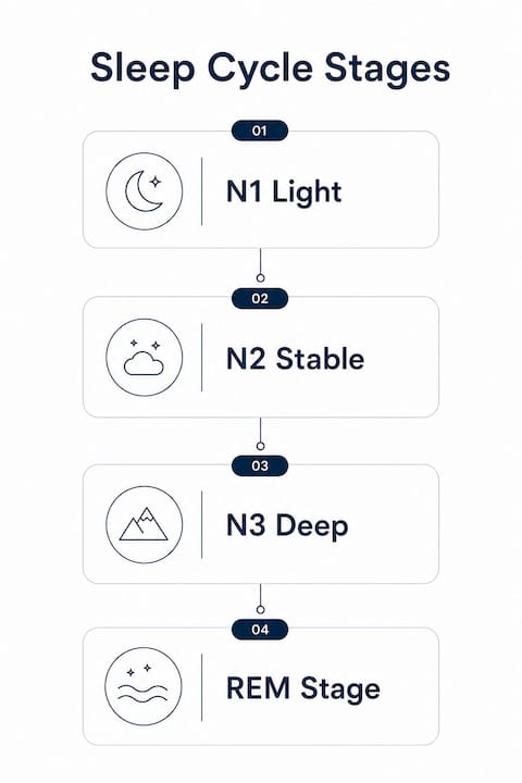 Infographic illustrating stages of sleep cycle
