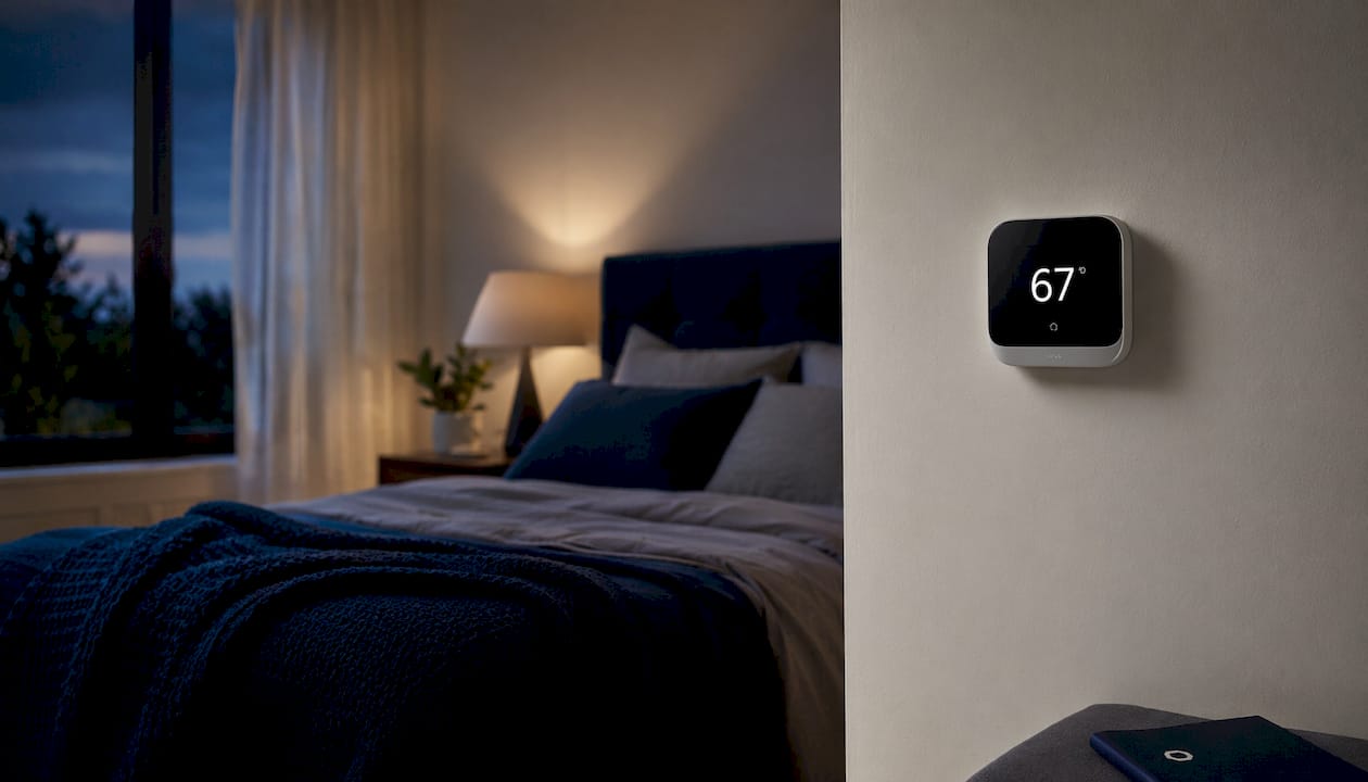 Thermostat set to ideal bedroom temperature for sleep