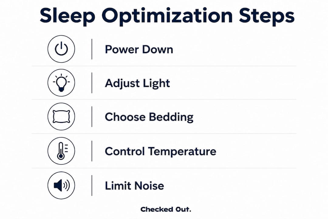 Infographic showing steps to optimize sleep environment